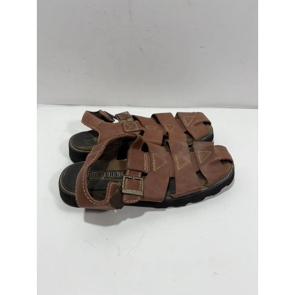 The‎ Leather Collection Men's  Sandals Brown Size 10 Fisherman Sandal